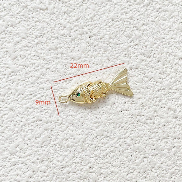 Jewelry Accessories Copper Geometric Fish Koi Pendant Electroplated With Lines Pattern Diy Handmade