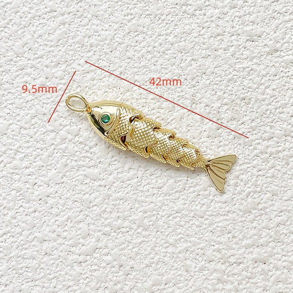 Jewelry Accessories Copper Geometric Fish Koi Pendant Electroplated With Lines Pattern Diy Handmade