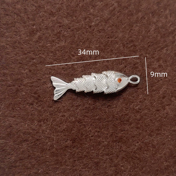 Jewelry Accessories Copper Geometric Fish Koi Pendant Electroplated With Lines Pattern Diy Handmade