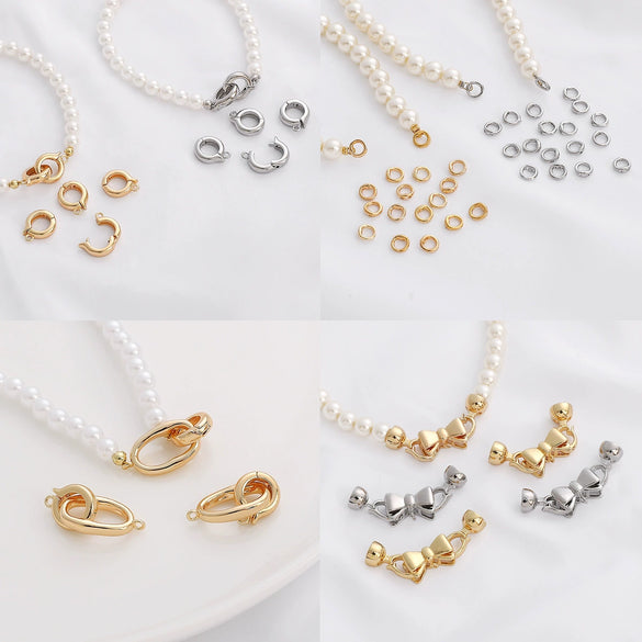 Jewelry Accessories Copper Goldplated Round Bow Tie With Universal Pearl Buckle Electroplating Handmade