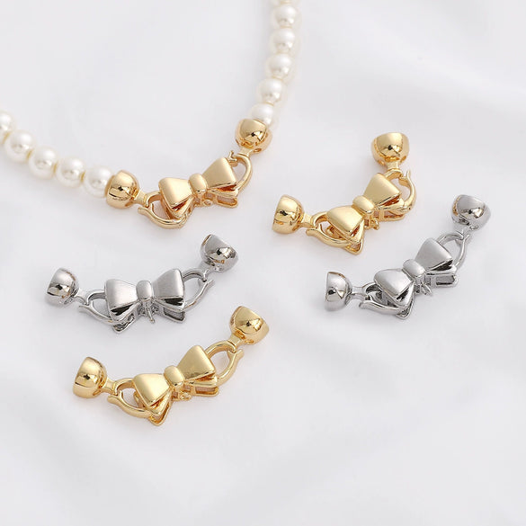 Jewelry Accessories Copper Goldplated Round Bow Tie With Universal Pearl Buckle Electroplating Handmade