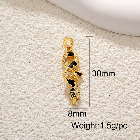 Jewelry Accessories Copper Heart Shape Pendant With Oil Drop Enamel And Leopard Love Design Electroplated