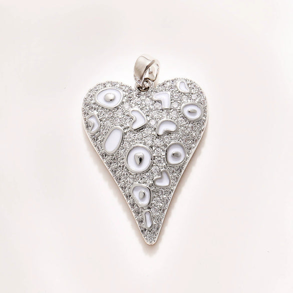 Jewelry Accessories Copper Heart Shape Pendant With Oil Drop Enamel And Leopard Love Design Electroplated