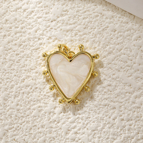 Jewelry Accessories Copper Heart Shape Pendant With Oil Drop Enamel And Leopard Love Design Electroplated