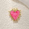 Jewelry Accessories Copper Heart Shape Pendant With Oil Drop Enamel And Leopard Love Design Electroplated