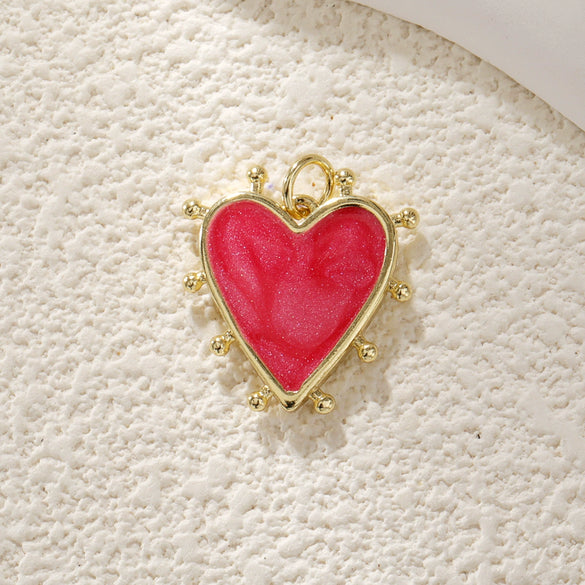 Jewelry Accessories Copper Heart Shape Pendant With Oil Drop Enamel And Leopard Love Design Electroplated