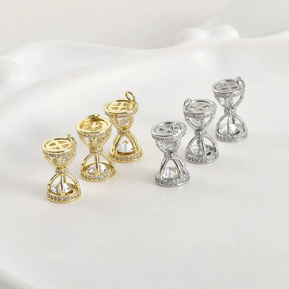 Jewelry Accessories Copper Hourglass Pendant Electroplated Zircon