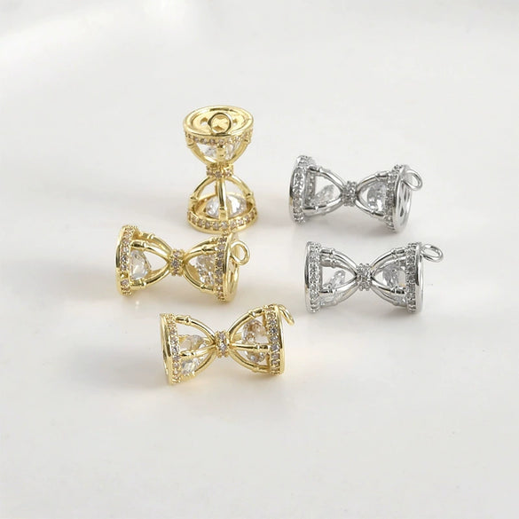 Jewelry Accessories Copper Hourglass Pendant Electroplated Zircon