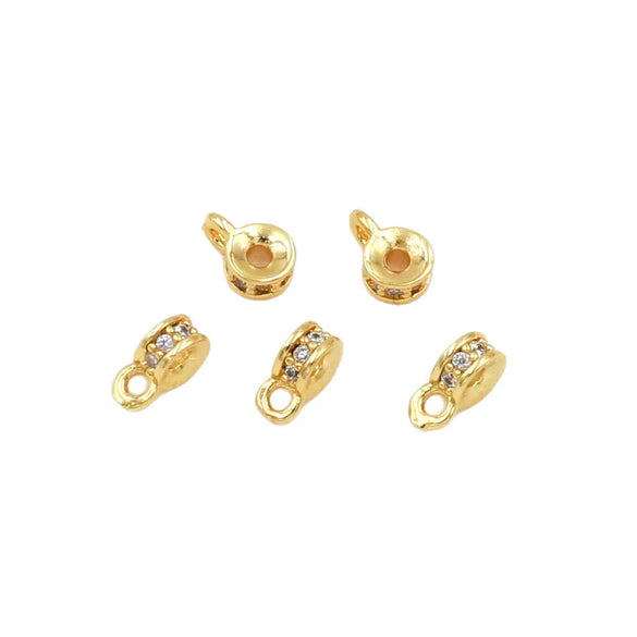Jewelry Accessories Copper 14K Goldplated Zircon Ring With Hanging Beads Threeway Gasket Electroplating Versatile Minimalist