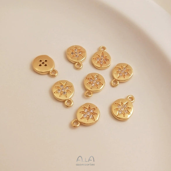 Jewelry Accessories Copper Pendant Handmade Inlaid Zircon With Hirback Pattern 14K Gold Plated