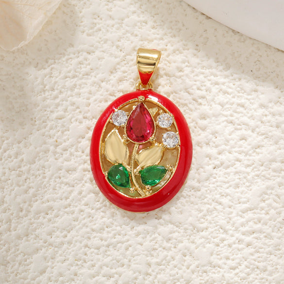 Jewelry Accessories Copper Plated Gold Flower Pendant Necklace With Sweet Style