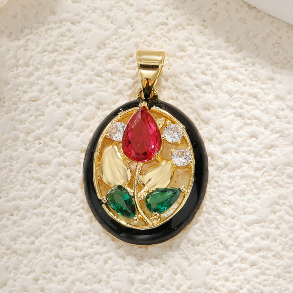 Jewelry Accessories Copper Plated Gold Flower Pendant Necklace With Sweet Style