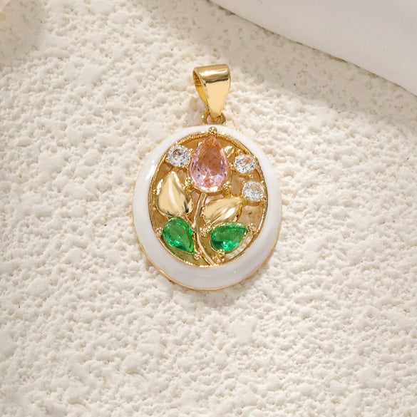 Jewelry Accessories Copper Plated Gold Flower Pendant Necklace With Sweet Style