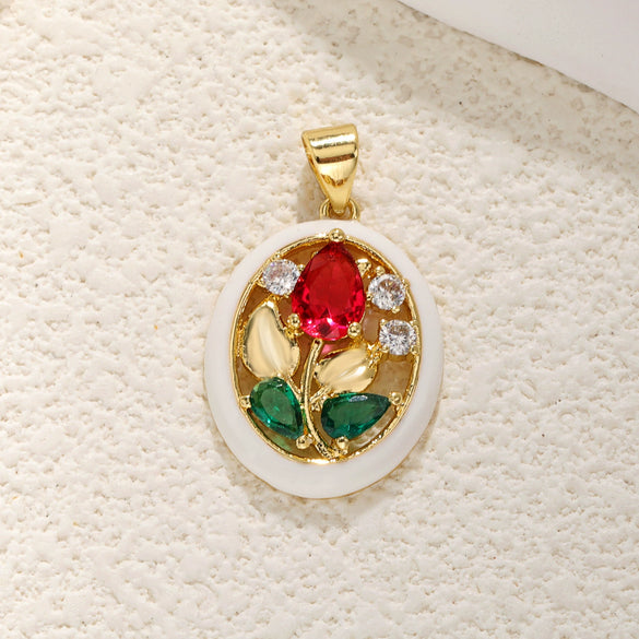 Jewelry Accessories Copper Plated Gold Flower Pendant Necklace With Sweet Style