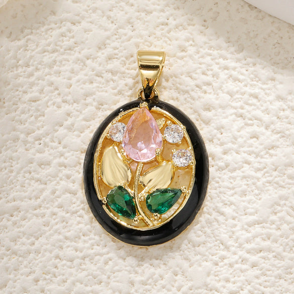 Jewelry Accessories Copper Plated Gold Flower Pendant Necklace With Sweet Style