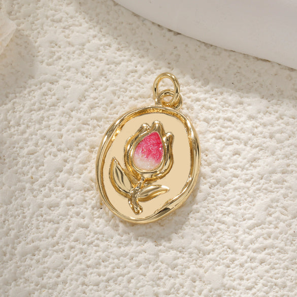 Jewelry Accessories Copper Plated Gold Flower Pendant Necklace With Sweet Style