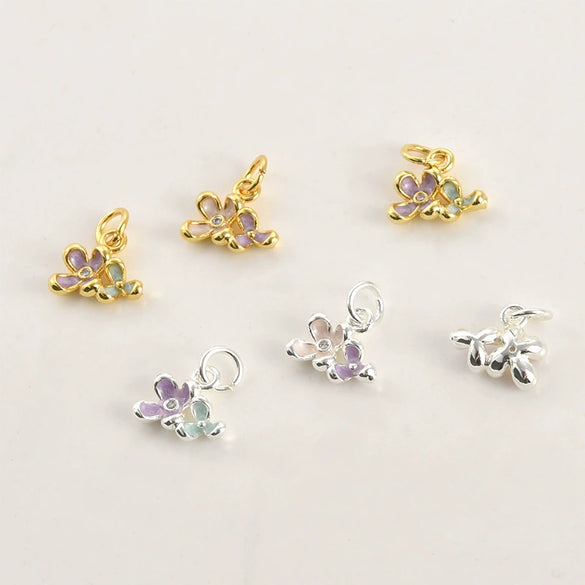 Jewelry Accessories Copper Small Flower Pendant Electroplated With Strong Color Retention