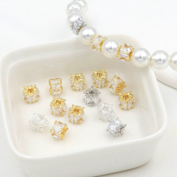 Jewelry Accessories Copper Square Zircon Beaded Handmade Electroplated Diy Bracelet Necklace Material