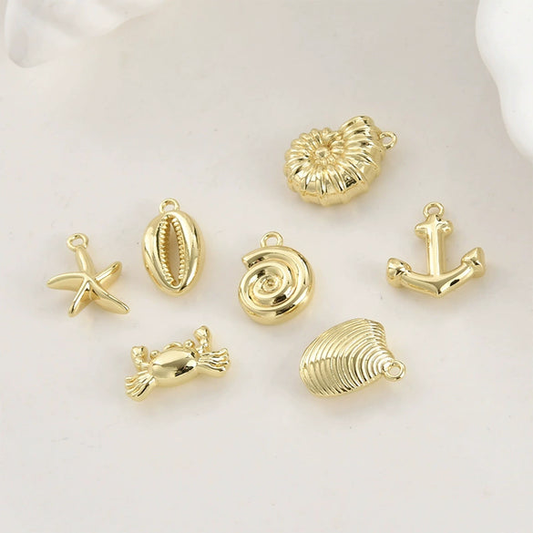 Jewelry Accessories Copper Starfish Shell Pendant Electroplating Simple Style Marine Series
