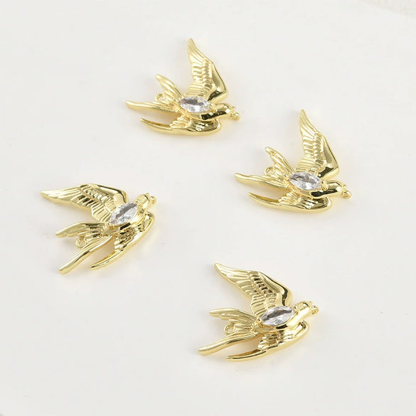 Jewelry Accessories Copper Swallow Pearl Double Hanging Electroplated Diy Material