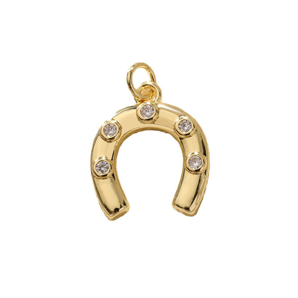 Jewelry Accessories Copper Ushaped Horseshoe Pendant Electroplated With Real Gold Color Retention