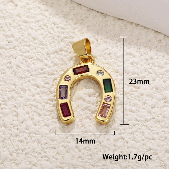 Jewelry Accessories Copper Ushaped Horseshoe Pendant Electroplated With Real Gold Color Retention