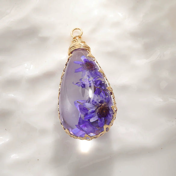 Jewelry Accessories Copper Wire Edge Conch Real Dried Flower Pendant Glue