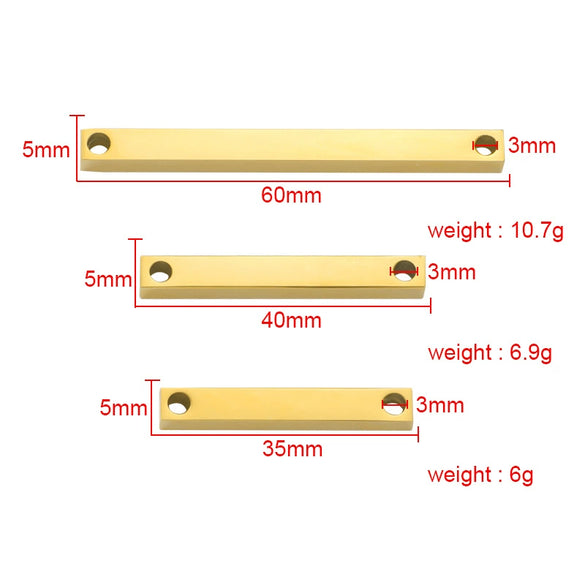 Jewelry Accessories Double Hole Mirror Stainless Steel 3D Stereo Stick Square Cylindrical Engraving Pendant Mirror Polishing