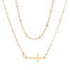 Jewelry Accessories Double Layer Beaded Cross Necklace Alloy Geometric Gold Plated