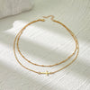 Jewelry Accessories Double Layer Beaded Cross Necklace Alloy Geometric Gold Plated