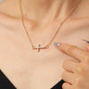 Jewelry Accessories Double Layer Beaded Cross Necklace Alloy Geometric Gold Plated