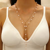 Jewelry Accessories Double Layer Beaded Cross Necklace Alloy Geometric Gold Plated