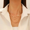 Jewelry Accessories Double Layer Beaded Cross Necklace Alloy Geometric Gold Plated