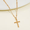 Jewelry Accessories Double Layer Beaded Cross Necklace Alloy Geometric Gold Plated