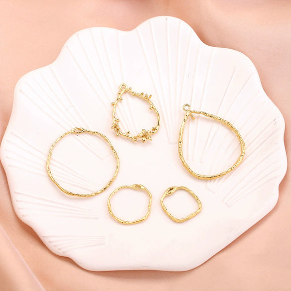 Jewelry Accessories Earrings Stainless Steel Geometric Hollow Frame Gold Electroplated Diy Handmade Pendant