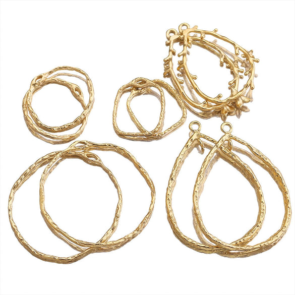 Jewelry Accessories Earrings Stainless Steel Geometric Hollow Frame Gold Electroplated Diy Handmade Pendant