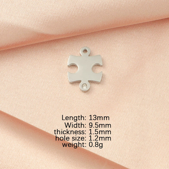 Jewelry Accessories Fashion Stainless Steel Mirror Pendant With Drill Irregular Jigsaw Diy Bracelet Necklace Fine Polishing