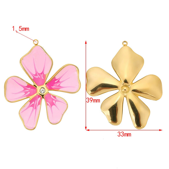 Jewelry Accessories Fivepetal Flower Dripping Oil Earrings And Pendant Necklace