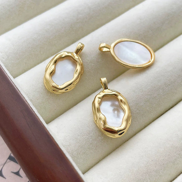 Jewelry Accessories Fritillary Abalone 14K Goldfilled Lines Pattern Electroplated Diy Handmade