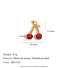 Jewelry Accessories Fruit Pattern Stainless Steel 18K Gold Plated Handmade Earrings Necklace With Oil Drop Pendant