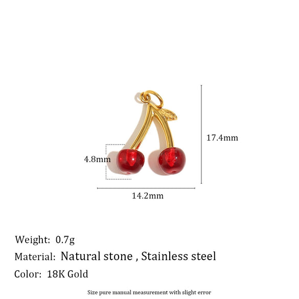 Jewelry Accessories Fruit Pattern Stainless Steel 18K Gold Plated Handmade Earrings Necklace With Oil Drop Pendant