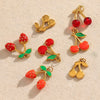 Jewelry Accessories Fruit Pattern Stainless Steel 18K Gold Plated Handmade Earrings Necklace With Oil Drop Pendant