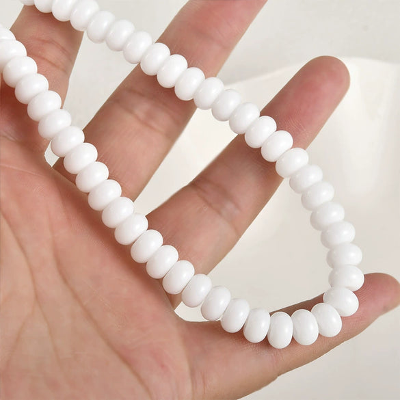 Jewelry Accessories Glass Glazed Pearlescent Flat Beads For Diy Bracelet Necklace