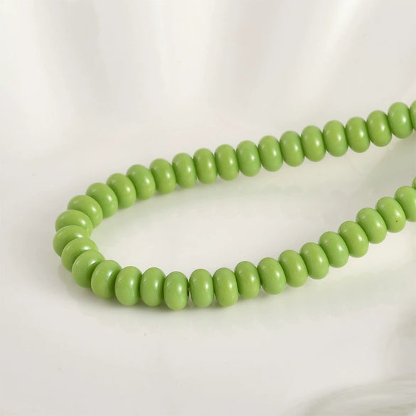 Jewelry Accessories Glass Glazed Pearlescent Flat Beads For Diy Bracelet Necklace