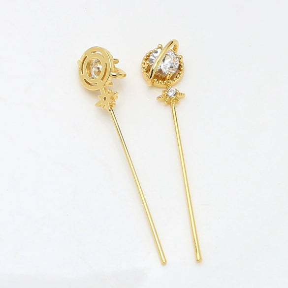Jewelry Accessories Globe Shape Copper Plated Real Gold Inlaid Zirconium Handmade Baroque Pearl Material Electroplated