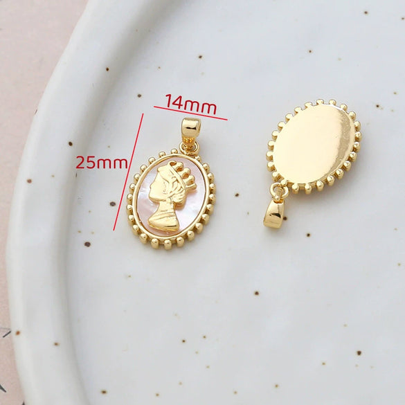 Jewelry Accessories Handmade With Natural Fritillary Bag Phlogopite Pendant Retro Style Electroplated 14K Gold Color Retention