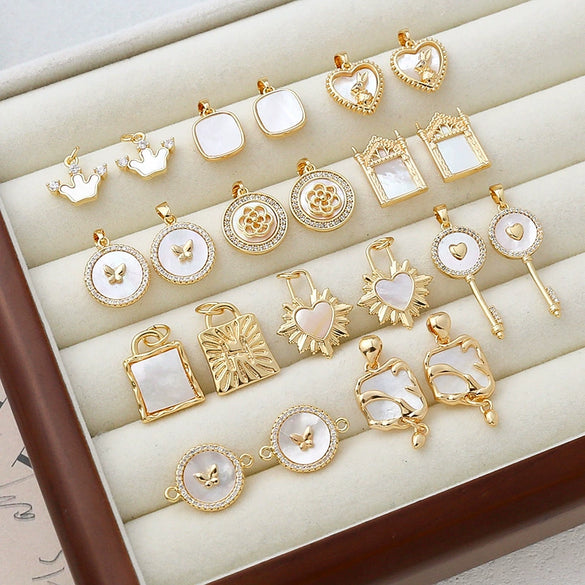 Jewelry Accessories Handmade With Natural Fritillary Bag Phlogopite Pendant Retro Style Electroplated 14K Gold Color Retention
