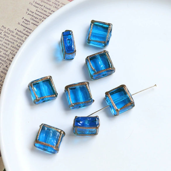 Jewelry Accessories Handwoven Retro Square Crystal And Antique Old Glass Beads Earrings Bracelet Necklace
