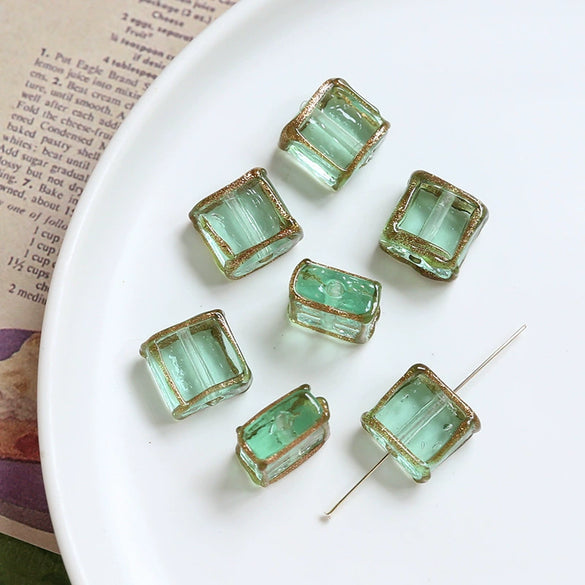 Jewelry Accessories Handwoven Retro Square Crystal And Antique Old Glass Beads Earrings Bracelet Necklace