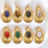 Jewelry Accessories Inlaid Natural Stone Malachite Stainless Steel Totem Teardrop Pendant Necklace Bracelet Earrings